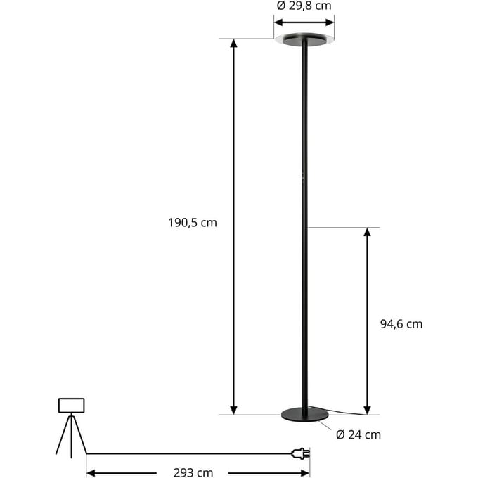 Arcchio LED vloerlamp Frile, zwart, hoogte 190 cm, dimbaar