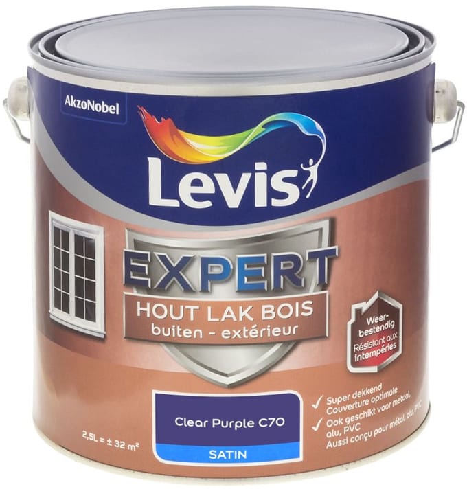 Levis - Expert Hout Lak Buiten Satin Mix - Clear Purple C70 - Mengverf - 2,5 L
