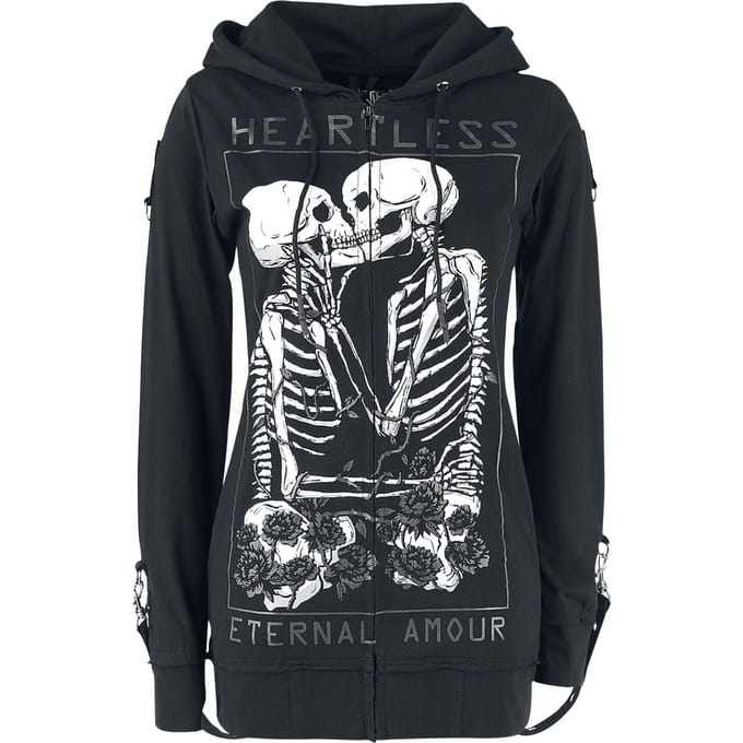 Heartless Karin Hood Dames Vest met capuchon - zwart - 3XL