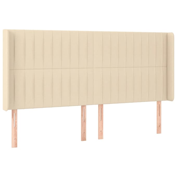 vidaXL - Hoofdbord - LED - 203x16x118/128 - cm - stof - crèmekleurig