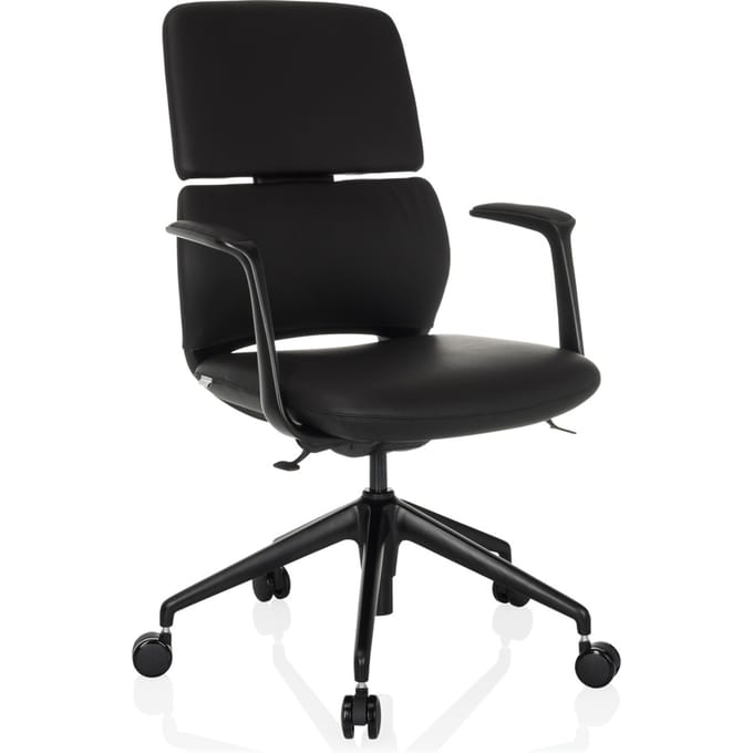 Directiestoel / bureaustoel ATMOS DESIGNER leder zwart hjh OFFICE