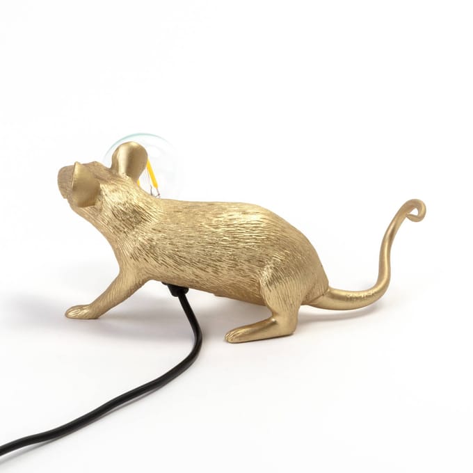 SELETTI Mouse Lamp LED decoratieve lamp USB horizontaal goud