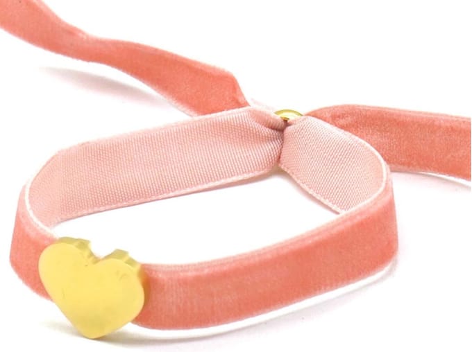 Armband Dames - Hartje RVS - Fluweel - Lengte Verstelbaar - Roze – valentijn – cadeau