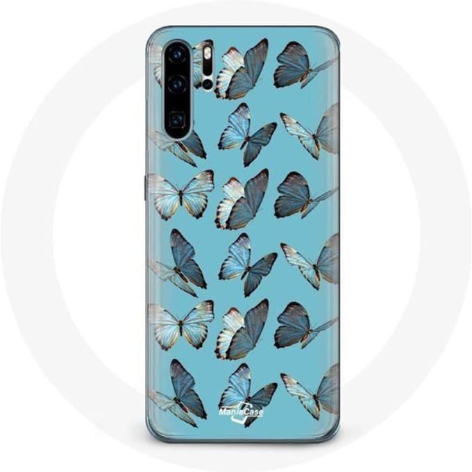 Hoesje voor Huawei P30 Pro Vlinders Blauwe achtergrond
