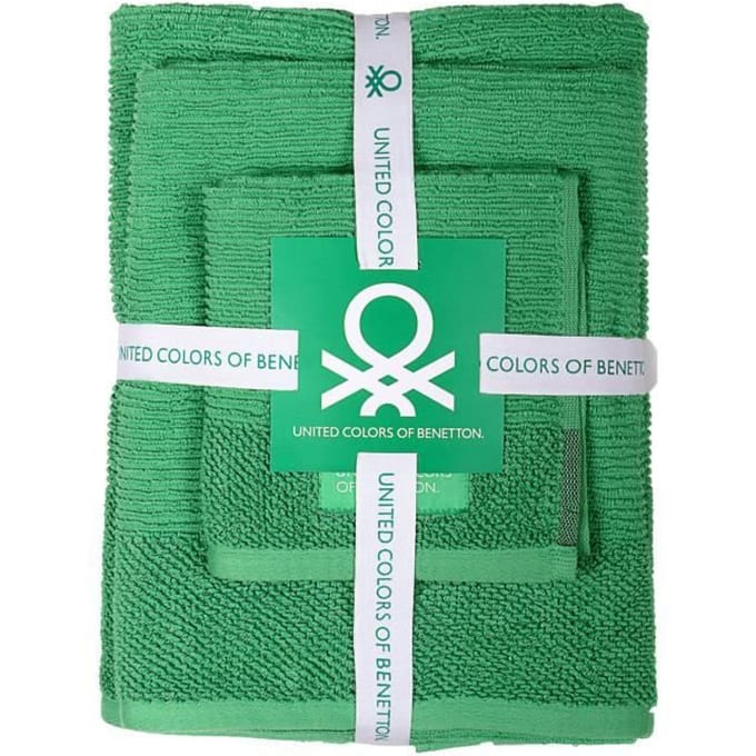 Serviettes de toilette - CASA BENETTON - Lot de 3 pièces - 100% coton - 450 g/m2 - Vert vert