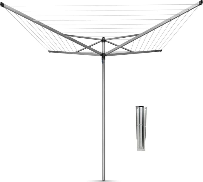 Brabantia Topspinner Droogmolen - 40 m - met Metalen Grondanker - Metallic Grey
