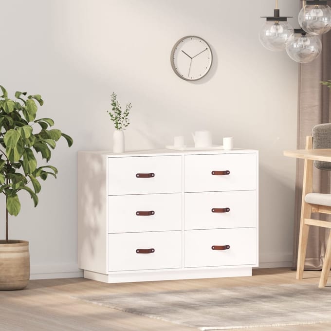 vidaXL - Dressoir - 100x40x75 - cm - massief - grenenhout - wit