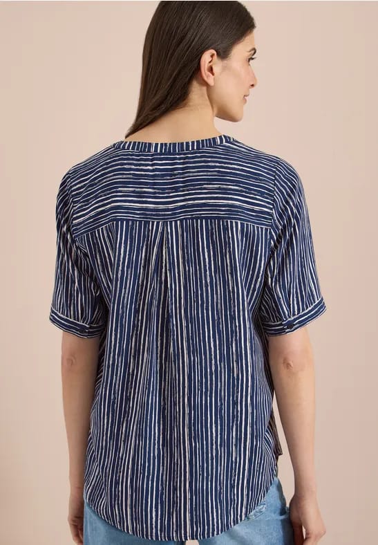 Blouse met gespleten hals en strepen