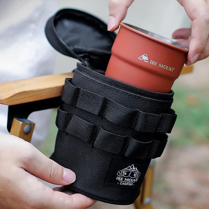 Outdoor BeerCup opbergtas Multifunctionele opbergtas voor kopjes Draagbare camping picknickbeker S zwart