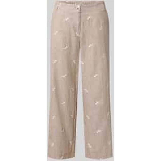 Broek van mix van katoen en linnen met stitchings