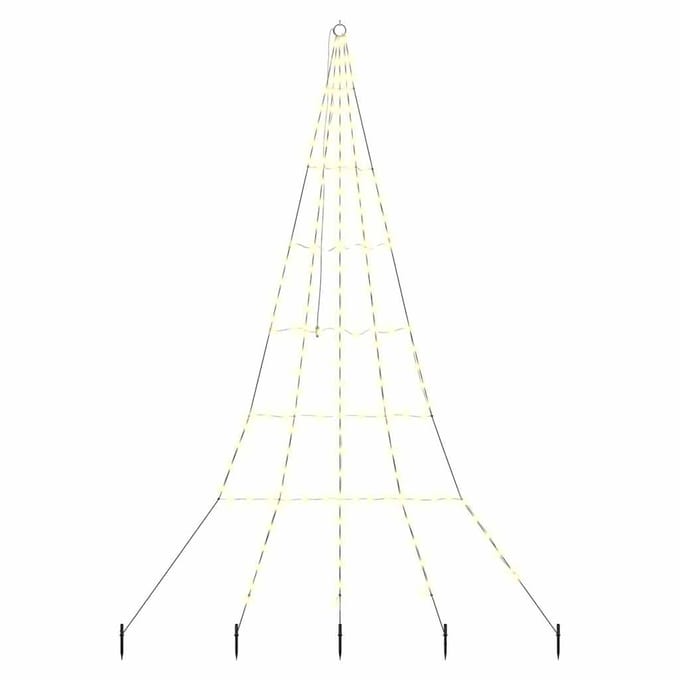 vidaXL - LED - Kerstboom - met - Grondspikes - Warmwit - 306 - cm - Metaal