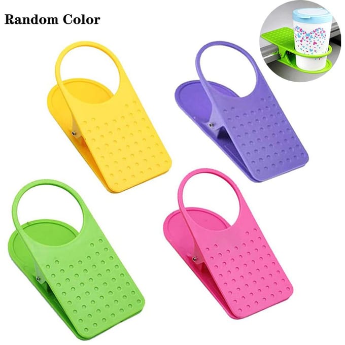 Lot de 4 porte-gobelets multifonctions avec clip pour eau et café yellow