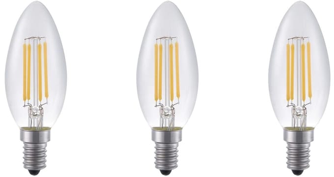 SPL E14 LED Lamp 4W Dimbaar - CRI 90 - Extra Warm Wit - 2500K - LED Filament Kaars C35 - Vervangt 33W - 3 Stuks