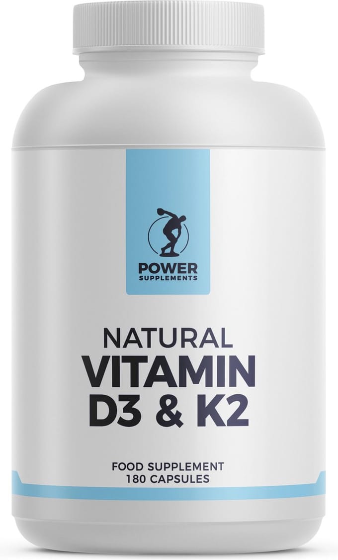 Power Supplements - Natuurlijke Vitamine D3 & K2 - 100% natuurlijke Vitamines - 180 caps