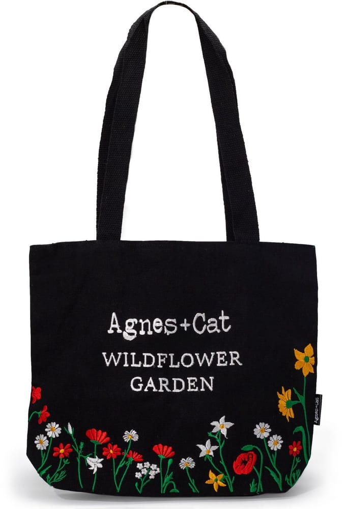 Agnes + Cat Wildflower Garden Tote Bag - Black