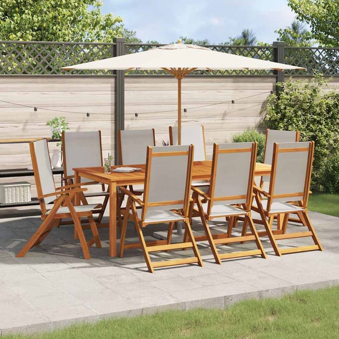 vidaXL - Opklapbare - stoelen, - 8 - stuks, - van - massief - acaciahout - en - textilene.