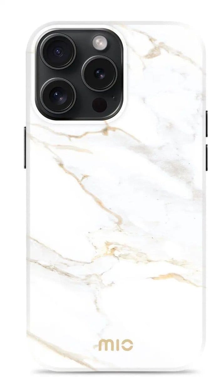 MIO MagSafe Apple iPhone 15 Pro Hoesje | Hard Shell Back Cover | Geschikt voor MagSafe | White Marble
