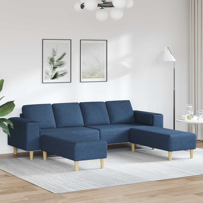 vidaXL - Woonkamerbank - 3 - pcs - Blauw - Polyester