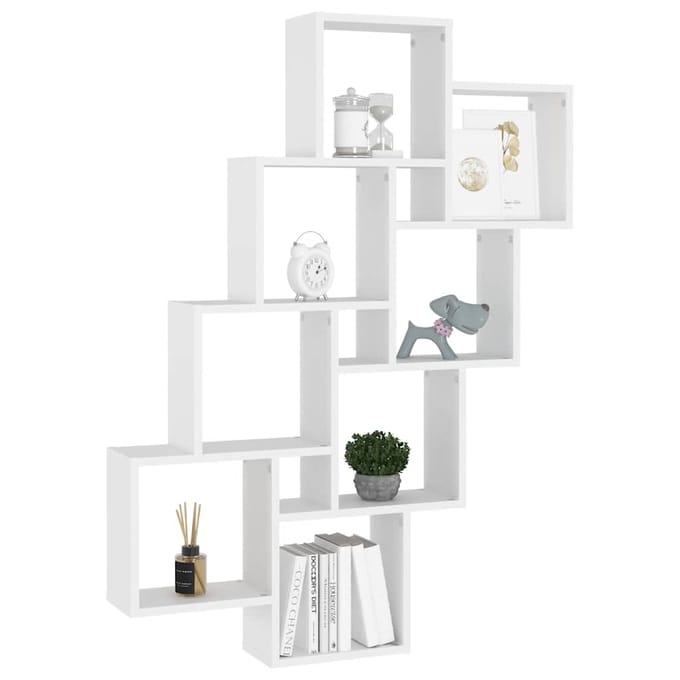 vidaXL - Wandschap - kubus - 90x15x119 - cm - bewerkt - hout - wit