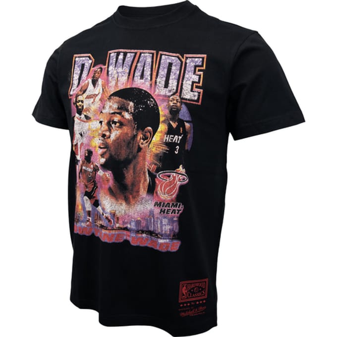Mitchell And Ness NBA Miami Heat Vintage Wade T-shirt Zwart