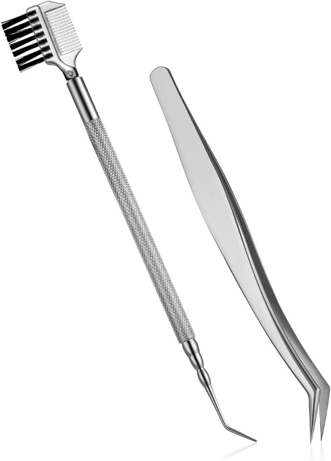 Eyelash Lifting Tool en Eyelash Comb voor Wimperextensions, RVS Wimperlift Borstels, Make-up Tools Set van 2 Stuks