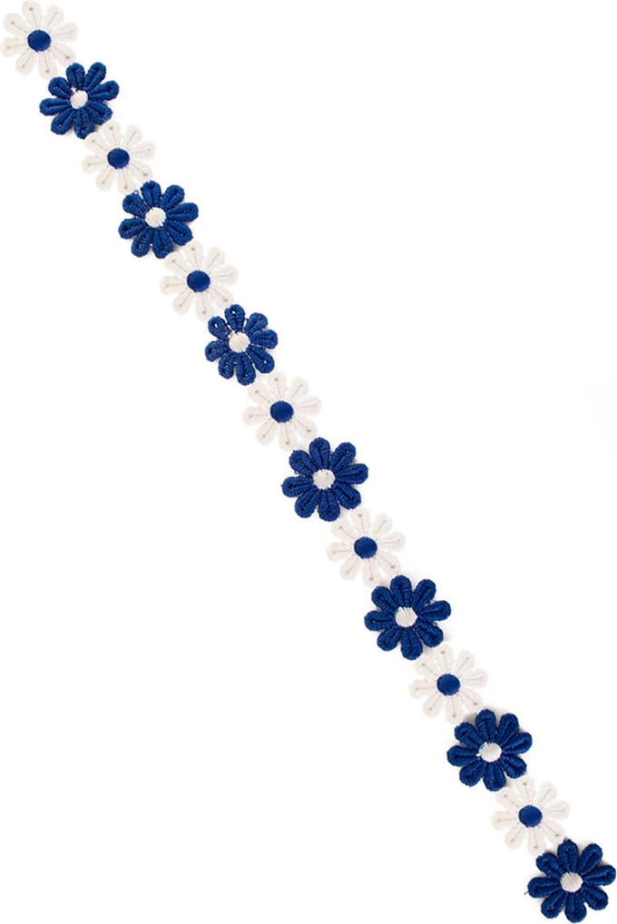 Bloemetjesband - Verkleedaccessoires - Hobby & creatief - 3 meter - Textiel - Blauw/wit