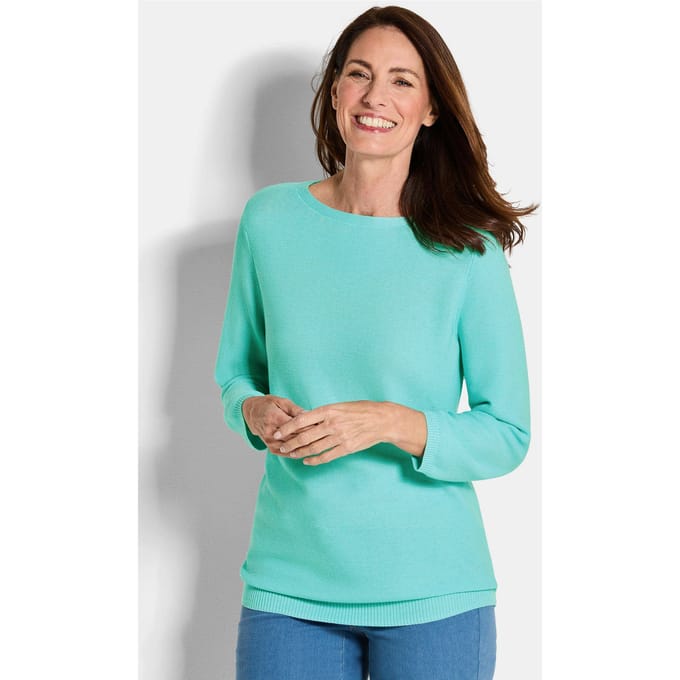 Tricot pullover van puur katoen - mintgroen - Gr. 19 van Goldner Fashion