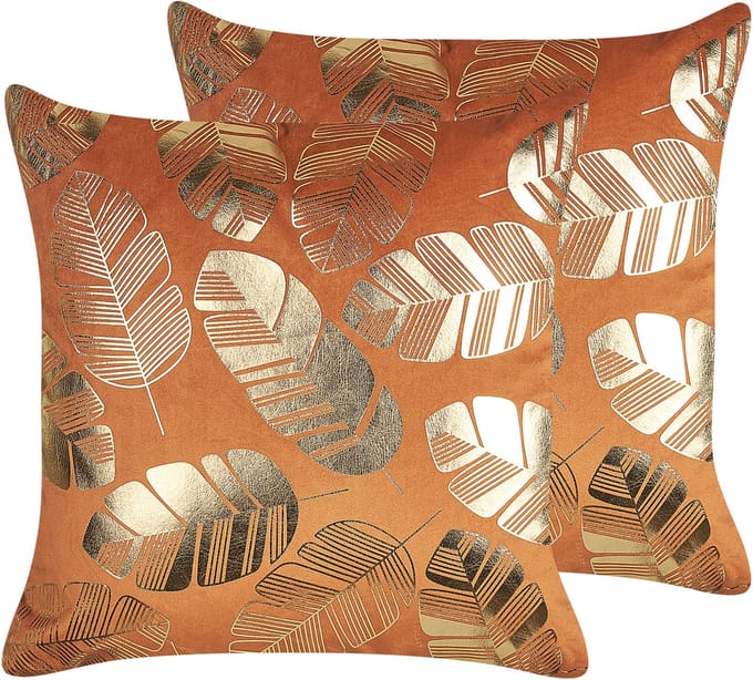 SUNFLOWER - Sierkussen set van 2 - Oranje - 45 x 45 cm - Fluweel