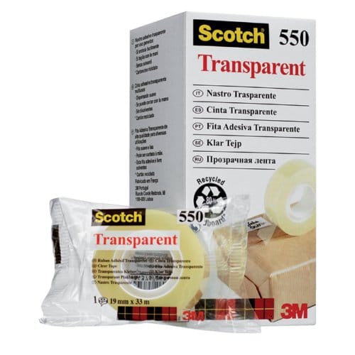 Scotch Transparante Tape, Individueel Flowpack + Toren, 19 mm x 33 m, 1 rol