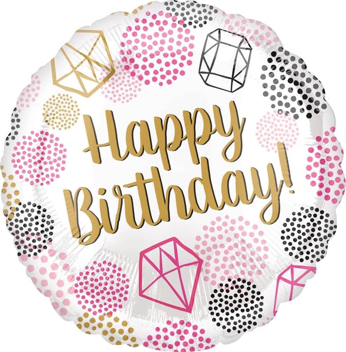 Amscan Folieballon Happy Birthday 43 Cm Wit/goud
