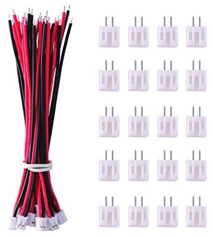 Micro JST PH 2.0 2-pins stekkers met siliconen kabels - 20 stuks