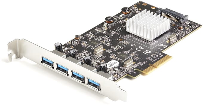 StarTech.com 4-Port USB PCIe Card - 10Gbps USB 3.1/3.2 Gen 2 Type-A PCI Express Expansion Card - 2 Controllers - 4xUSB - Windows/Mac/Linux - USB adapter - PCIe 3.0 x4 - USB 3.1 Gen 2 x 4