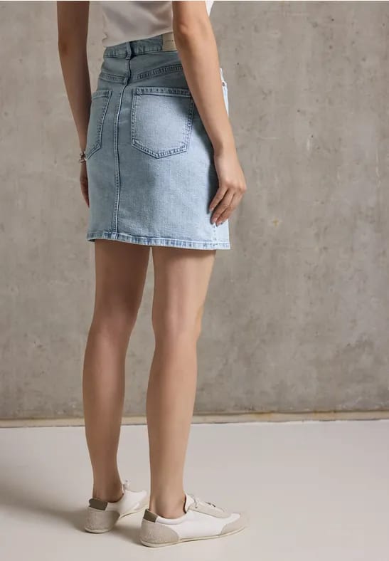 Denim rok met gebleekte look