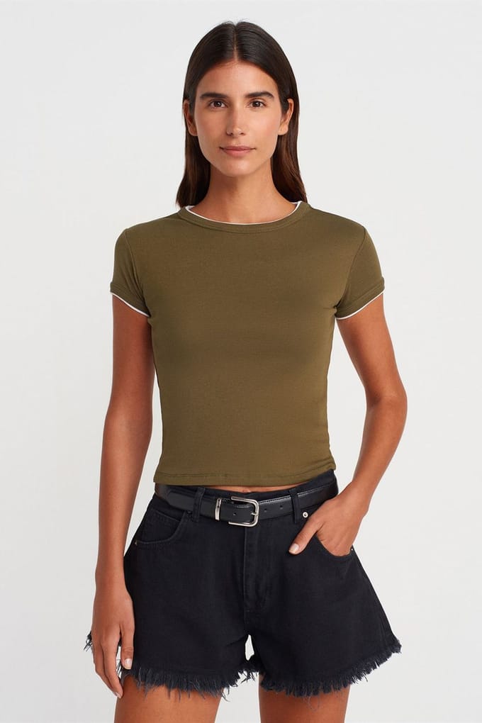 Dames Slim Fit Katoenen Crop T-Shirt