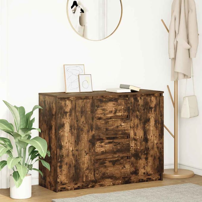 vidaXL - Dressoir - met - lades - 100,5x35x76 - cm - spaanplaat - gerookt - eiken