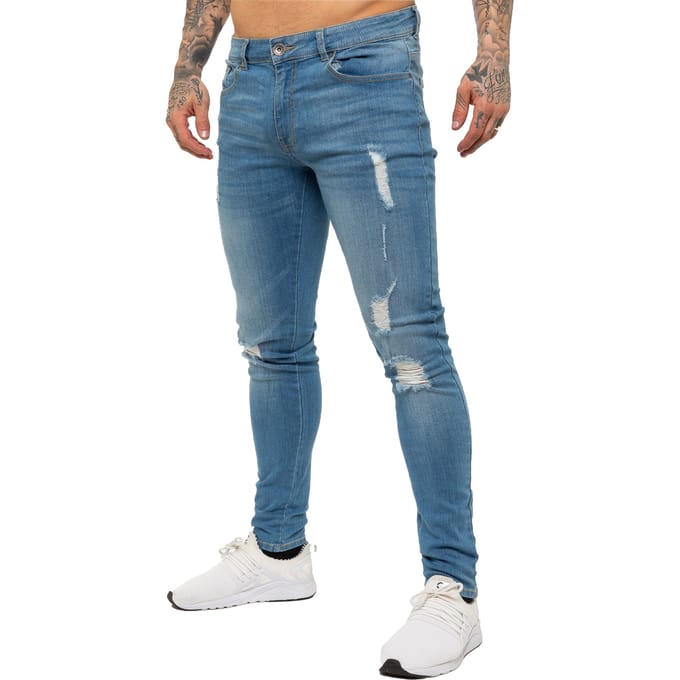 Enzo heren skinny gescheurde jeans