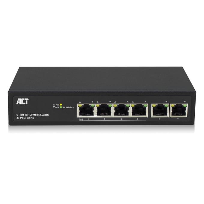 ACT 6-Poorts 10/100Mbps Switch | 4x PoE+ poorten AC4430