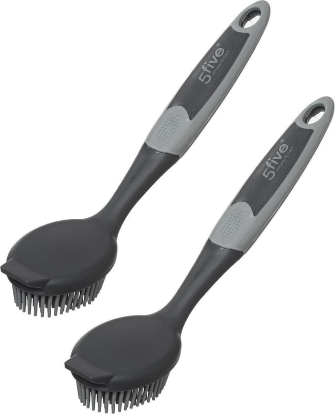 5Five Afwasborstel Superior - 2x - ronde kop 24 cm - rubber - Afwassen - Schoonmaken