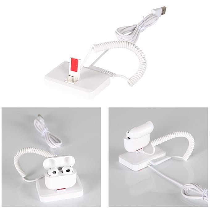 Diefstalbestendige Displaystandaard 2 in 1 Veilig Opladen Stevige Verbinding Diefstalbestendige Beveiligingsdisplayhouder white