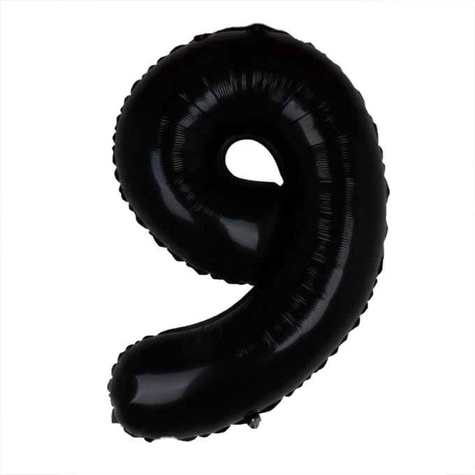 Folieballon / Cijferballon Zwart XL - getal 9 - 82cm