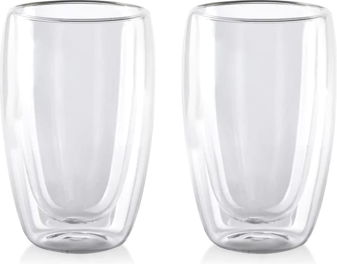 Glozini Dubbelwandig Koffieglas - 450ml - Set van 2 - Dubbelwandig Glas