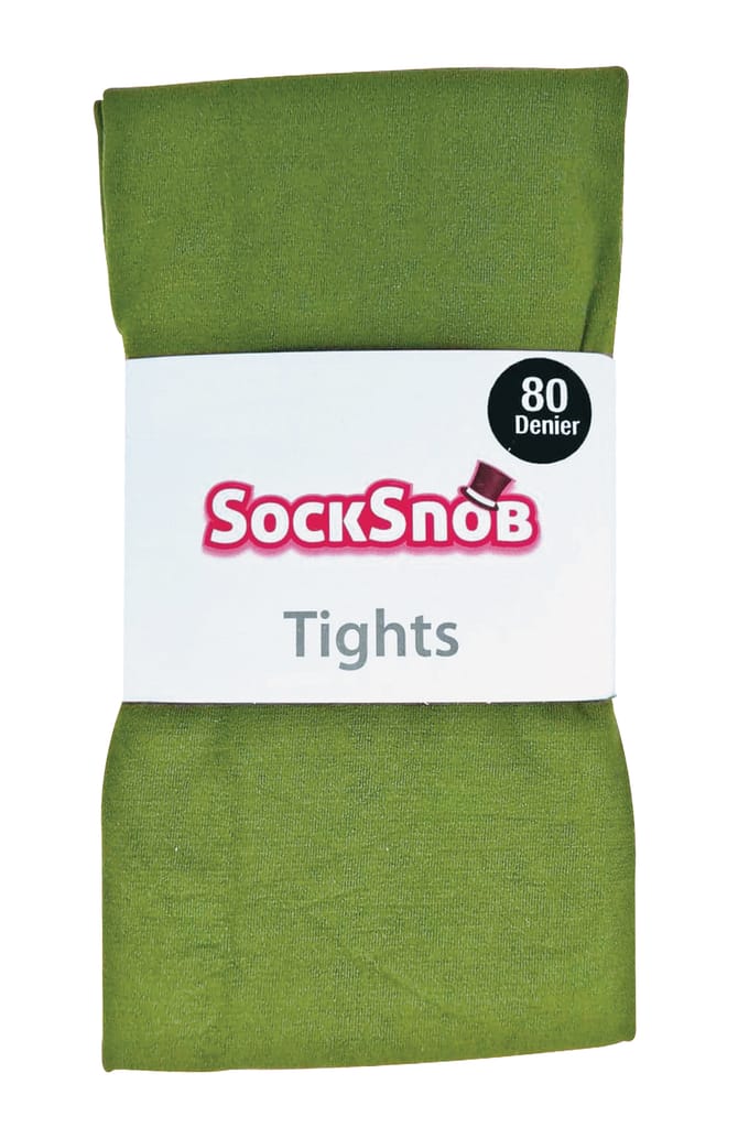 Dames 80 denier ondoorzichtige effen gekleurde panty's - Khaki Green