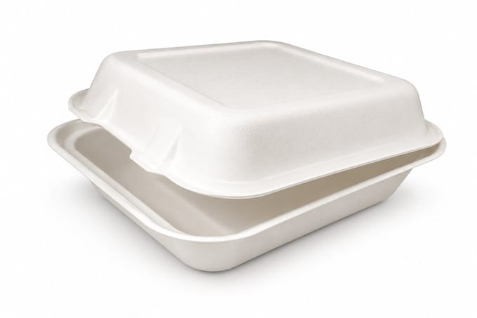 Pomebio menubak van suikerrietpulp - wit - 195x210 mm - 25 stuks - duurzaam