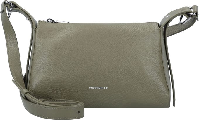 COCCINELLE Leren Schoudertas Bishop Mini Bag Grained Leather Laurel Green Olijfgroen