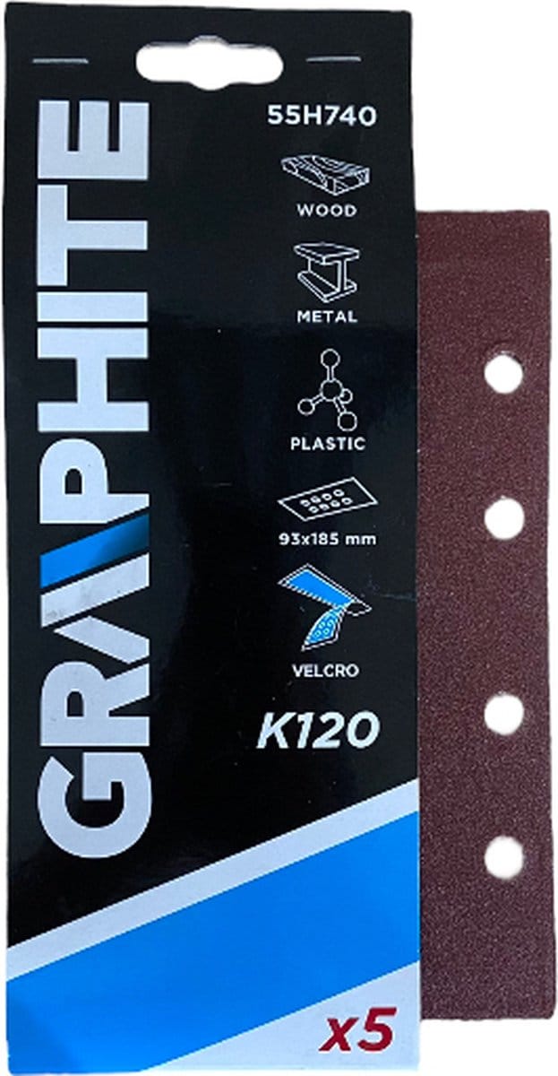 Graphite Vlakschuurpapier 93x185 K120 VELCRO
