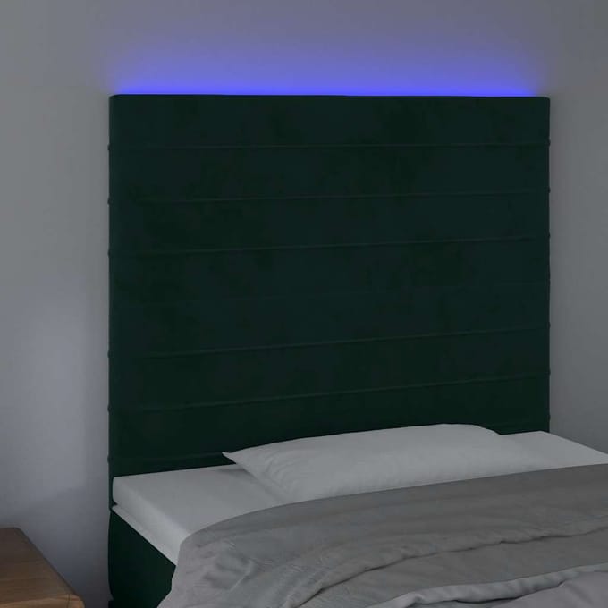vidaXL - Hoofdbord - LED - 80x5x118/128 - cm - fluweel - donkergroen