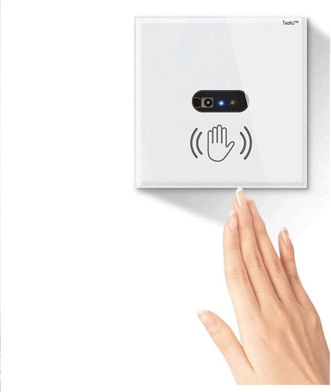 TechU™ Sensor Wandschakelaar – Wit – Draadloze lichtschakelaar – Hard glaspaneel – Waterproof
