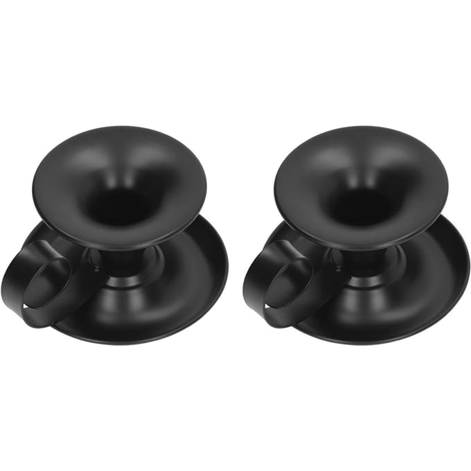 2 Stuks Pilaarkaarshouder Mat Zwart Retro Eenvoudig Elegant Stabiele Basis Taps Kaarshouder voor black