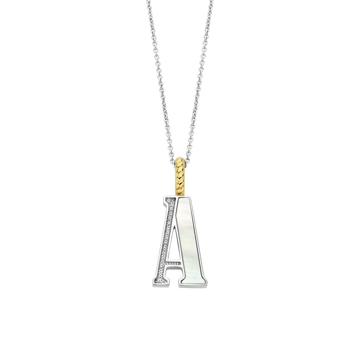 TI SENTO Dames Hanger - 925 zilver - Letter A - Parelmoer - 6840MW_A