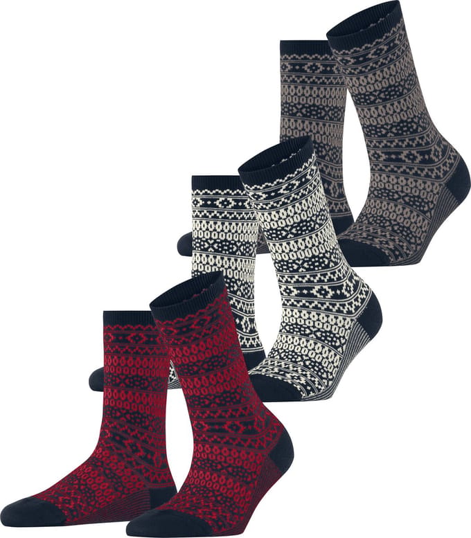 Esprit Sami Pattern 3-Pack gedessineerd katoen multipack sokken dames blauw - maat 36-41